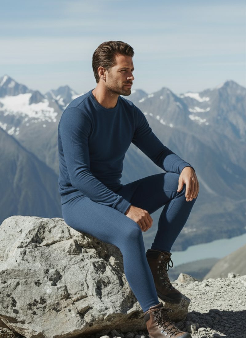 Man sitting on a rock with mountains in the background