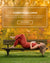 Woman lying on a bench with a promotional banner for conscious linen in the background