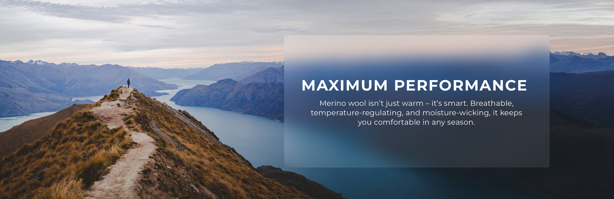 Mountain landscape with a text overlay about 'Maximum Performance'.