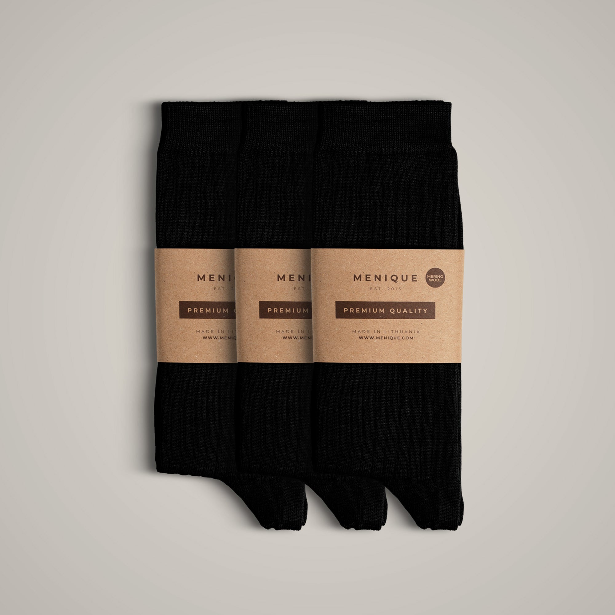 Women’s 85% Merino Wool Rib Thin Socks 3-Pack in Beige – lightweight, breathable, premium quality everyday socks.