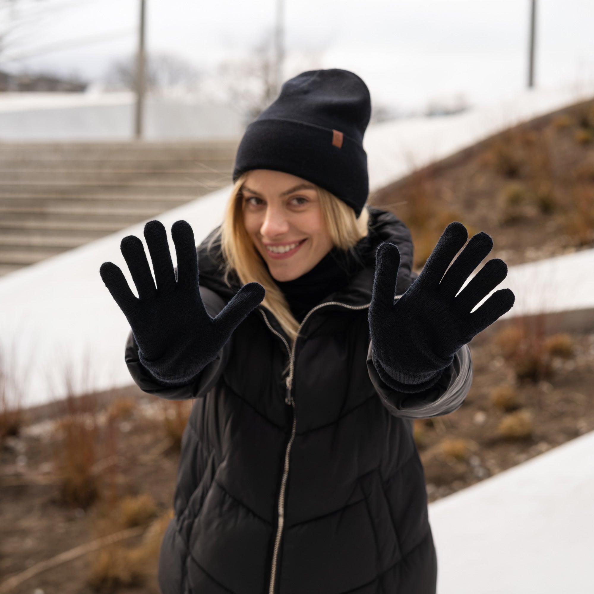 Women’s merino wool gloves, knitted warm winter accessory